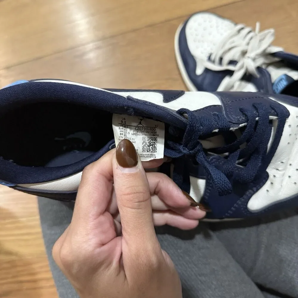 Nike Air Jordan 1 Retro OG Low Obsidian UNC Blue White Leather CZ0790-400 Sz 9.5